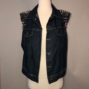 Distressed jean vest